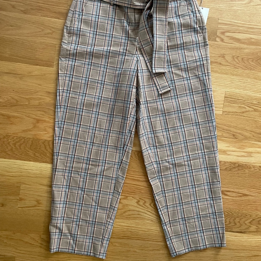 A New Day Plaid Pants with Tie- NWT